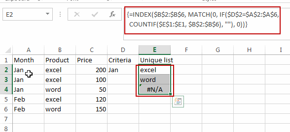 extract unique list based on criteria1