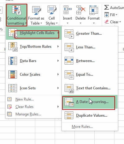 highlight cell or row if date 2