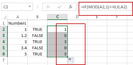 How to List Only Whole Numbers From Decimal Numbers in Excel