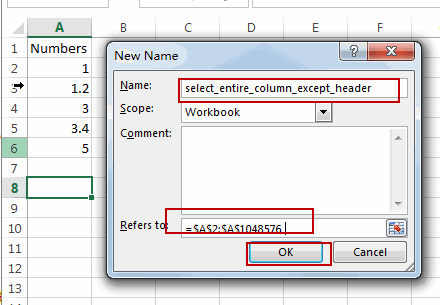 How to Select Entire Column except Header Row in Excel - Free Excel