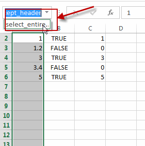 select entire column except header row4