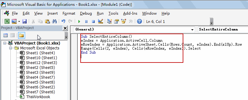 select entire column except header row5