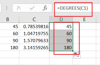 convert angels from radians to degree2