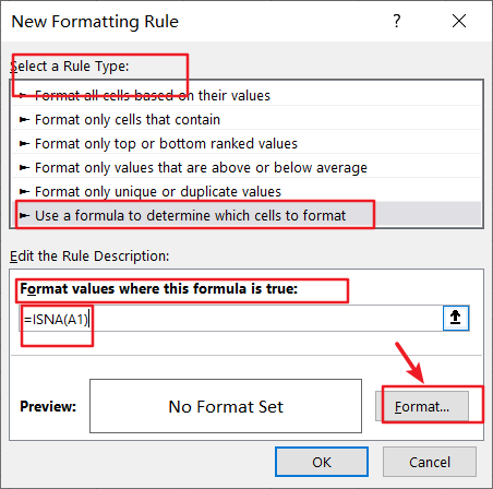 format cells contain na3