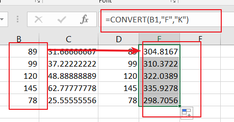 fahrenheit convert excel celsius kelvin microsoft