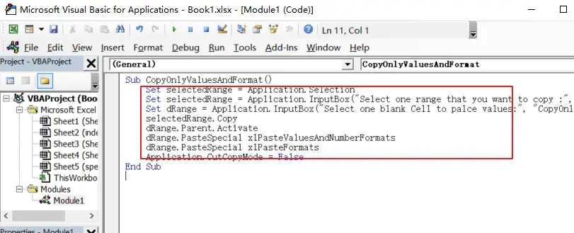 copy only values and format4