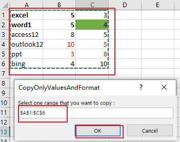 copy only values and format6