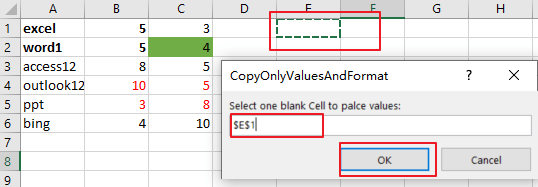 copy only values and format7