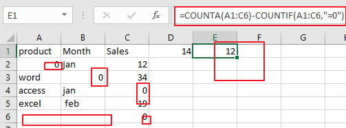 count number of cell with non-zero2