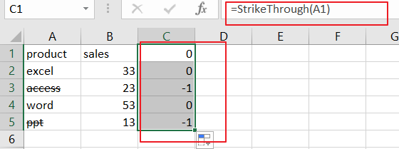 filter data with strikethrough format12