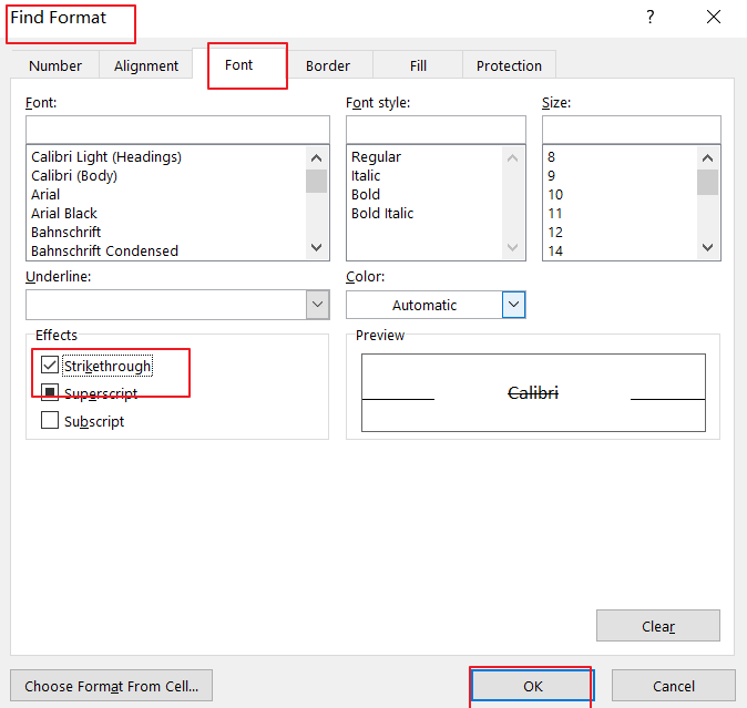 filter data with strikethrough format5