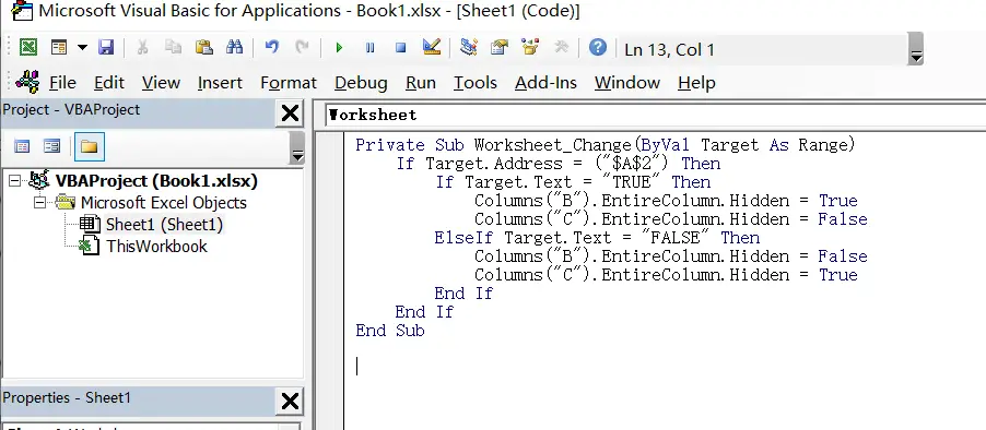 hide or unhide columns based on dropdown list4