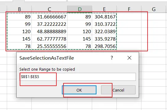 save range selection to text file3