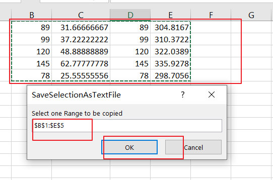 save range selection to text file3