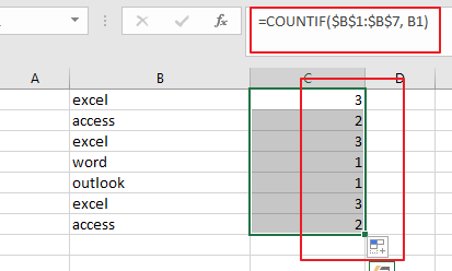 sort column by occurrence count1