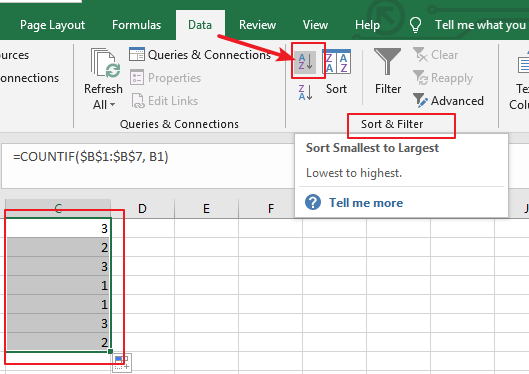 sort column by occurrence count2