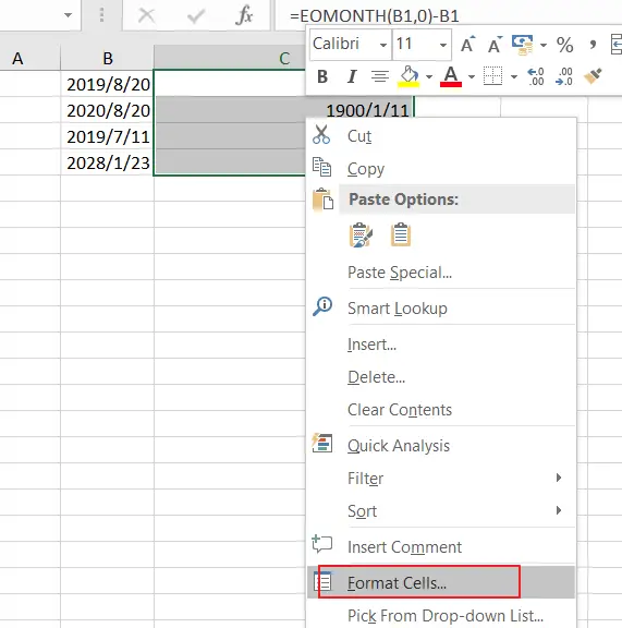 calculate remaining days2