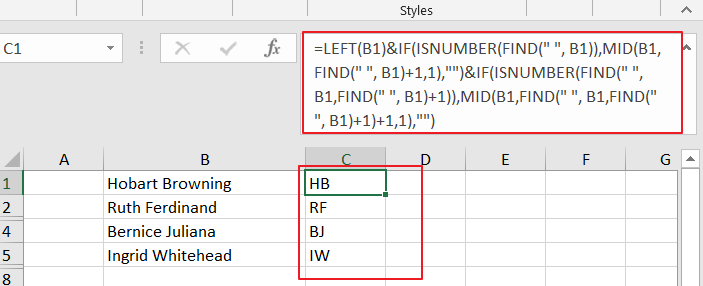 extract initials from a name1