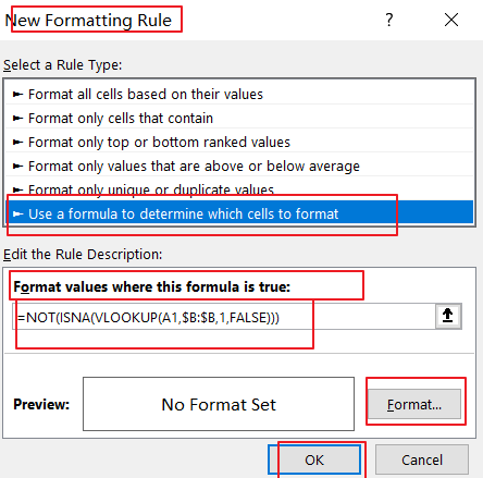 highlight cell if same value exists in another column3