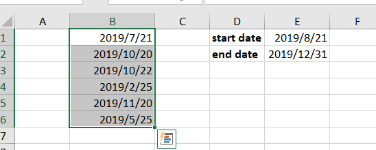 highlight dates between two dates1