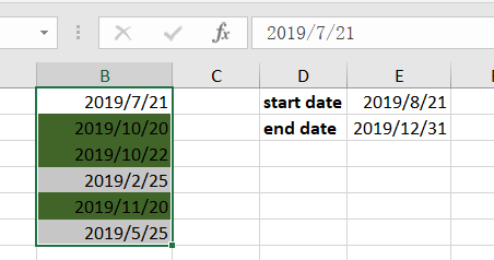 highlight dates between two dates5