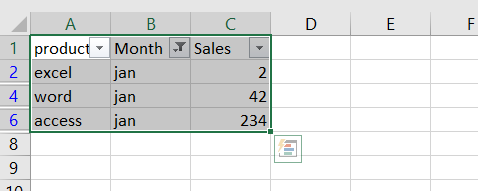 paste cells into filtered column or row1