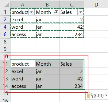paste cells into filtered column or row4