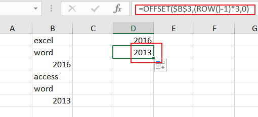 increase cell reference by x rows1