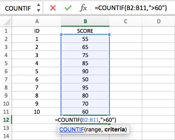 How to COUNT and SUM greater than and less than a number in Excel 1