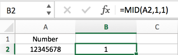 How to split number into each individual digit in columns in Excel 2