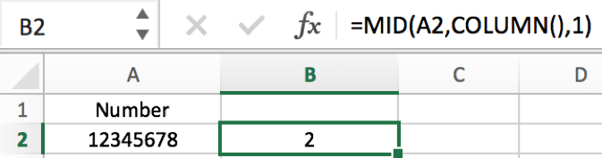 How to split number into each individual digit in columns in Excel 3