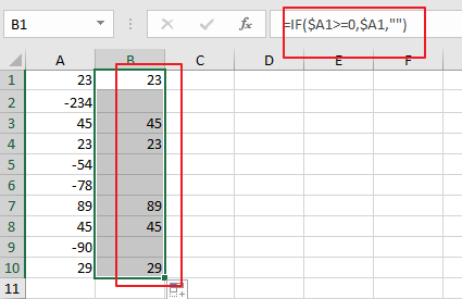 How to split numbers into two columns with negative and postive in excel1