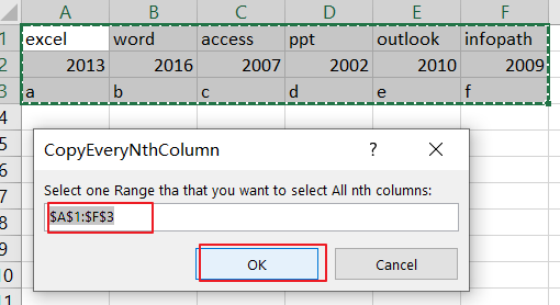 Select and Copy Cell Values from Every Nth Column in Excel3