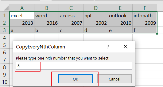 Select and Copy Cell Values from Every Nth Column in Excel4