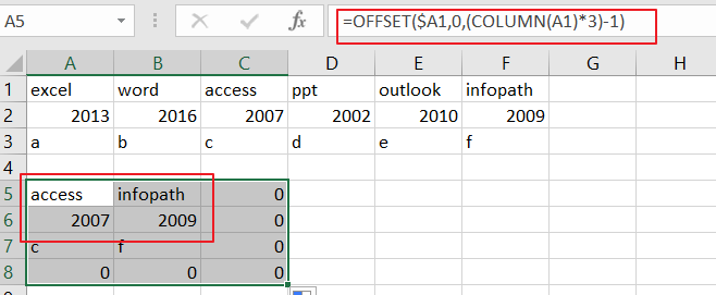 Select and Copy Cell Values from Every Nth Column in Excel7