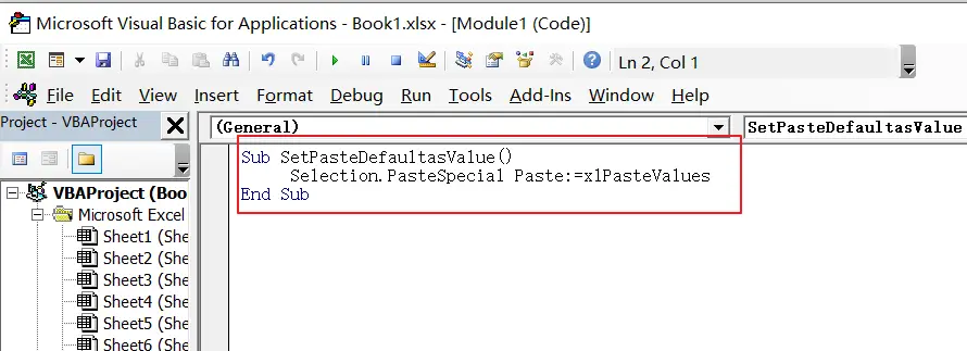 set paste values as default paste 1