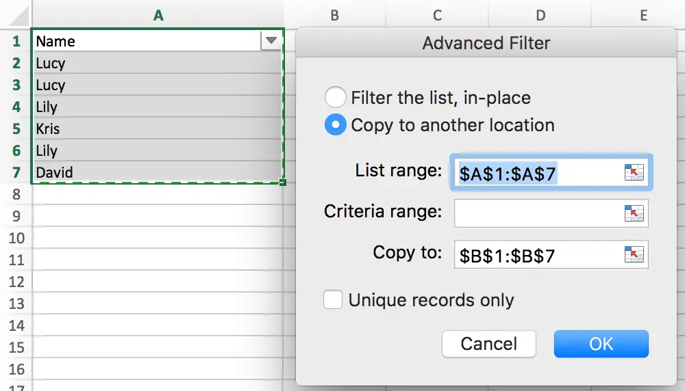 How to extract unique values from list and remove the duplicates in Excel 4