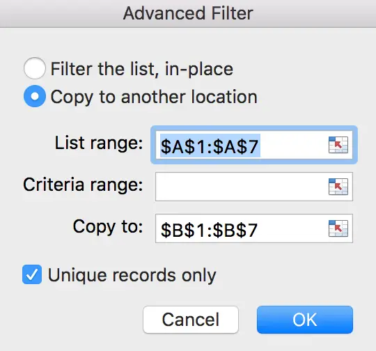 How to extract unique values from list and remove the duplicates in Excel 5