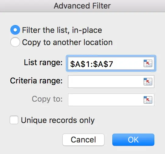 Filter Data from One Sheet 4