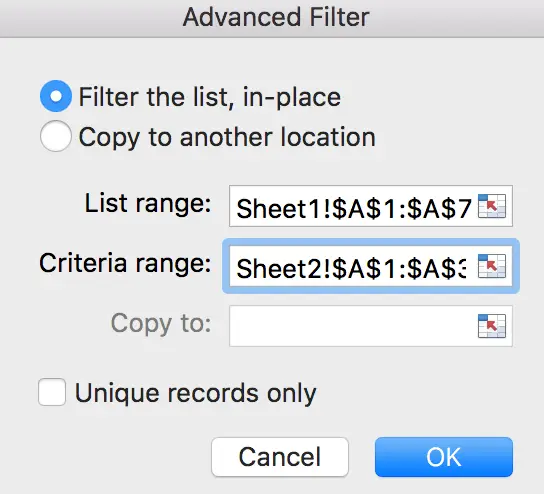 Filter Data from One Sheet 7