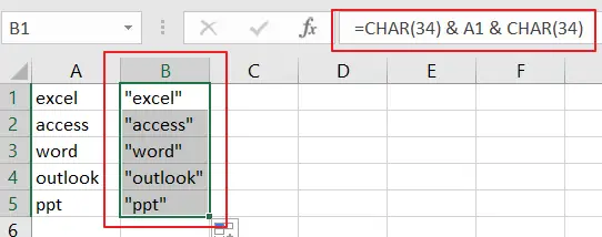 Add Quotes around Cell Values2