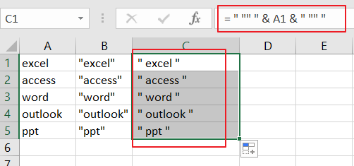 Add Quotes around Cell Values3