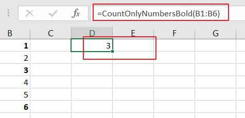 Count Only Numbers in Bold in a Range of Cells2