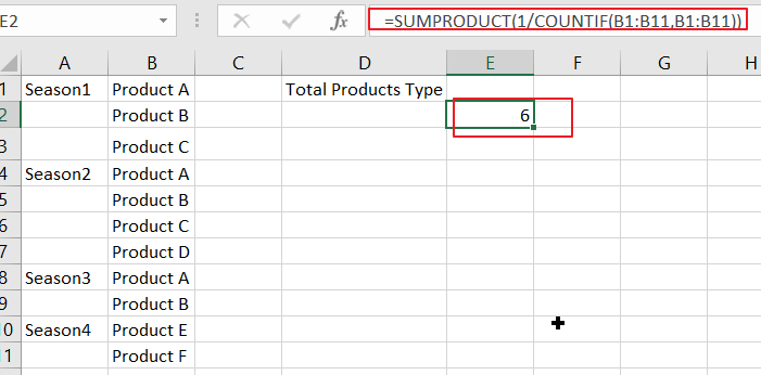 Count Only Unique Values Excluding Duplicates 4