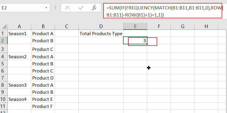 Count Only Unique Values Excluding Duplicates 6