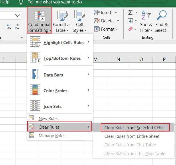 Remove or Delete Conditional Formatting2