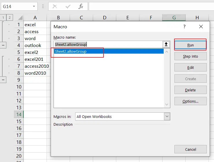 group ungroup rows in protected sheet8