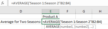 Calculate Average among Multiple Different Worksheets 4