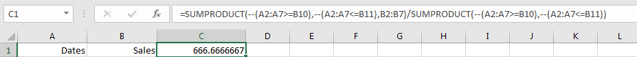 Count the Average Between Two Dates 11