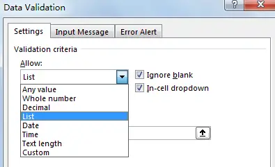 Create Drop Down List with Blank Cells Ignored 6